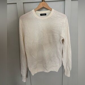 Naadam 100% Cashmere White Long Sleeve Sweater|Quiet Luxury Minimalist Soft Knit